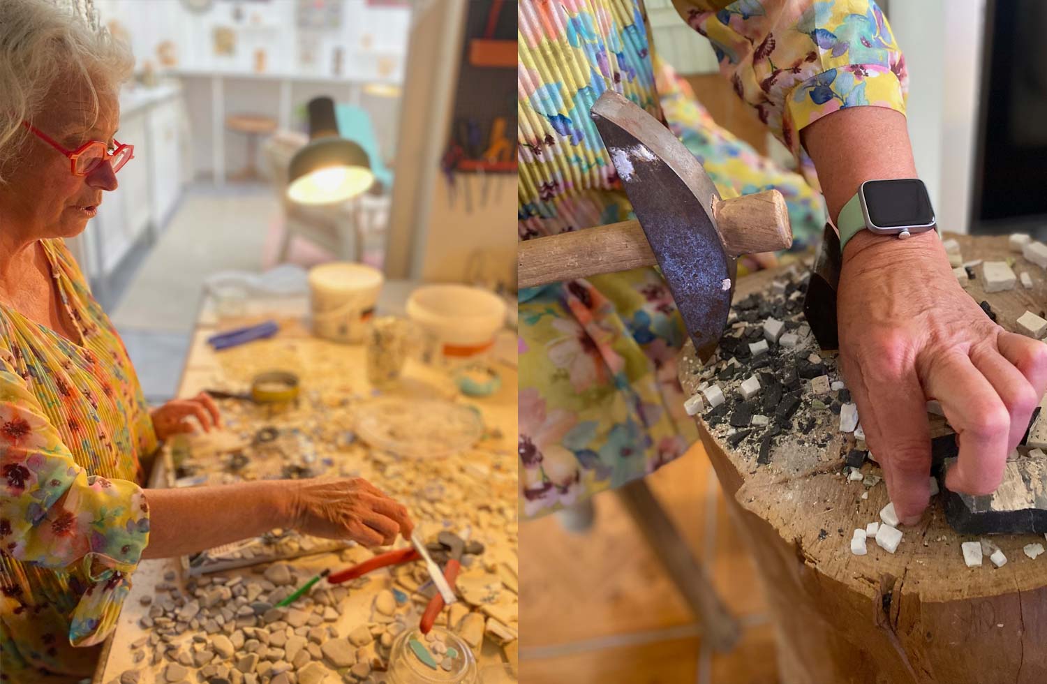 lili Froger artiste mosaiste avec les produits de la mer